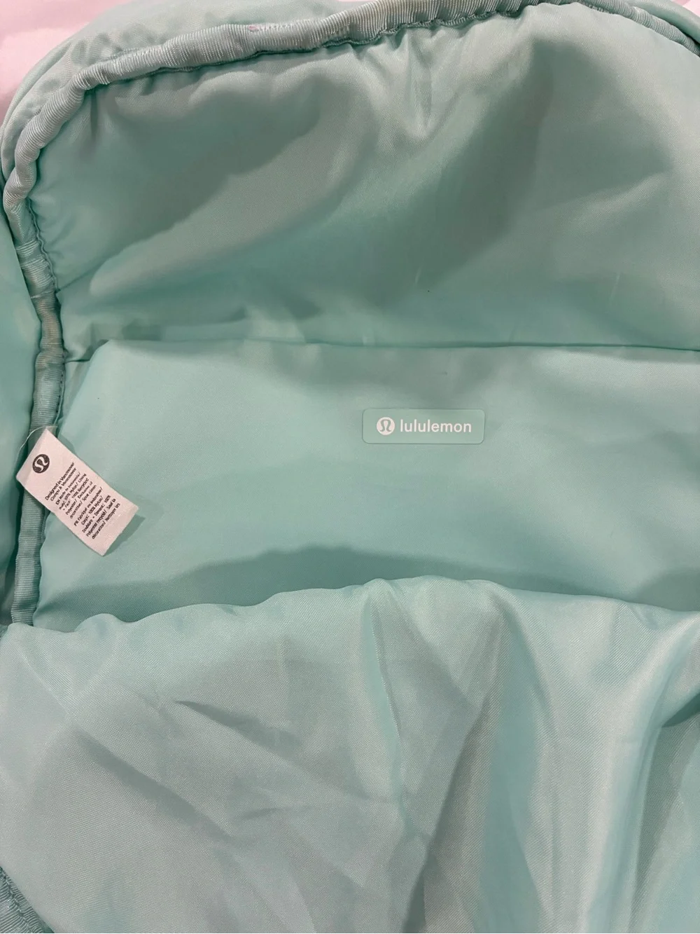 Mint Green Backpack with white Embroidery - Lululemon